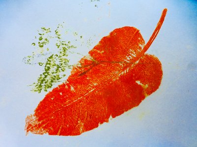 Orange leaf (monoprint on paper) 2020 作者 莎拉·汤普森·恩格斯