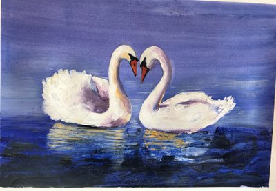 Swans, 2019 (acrylic) 作者 莎拉·汤普森·恩格斯