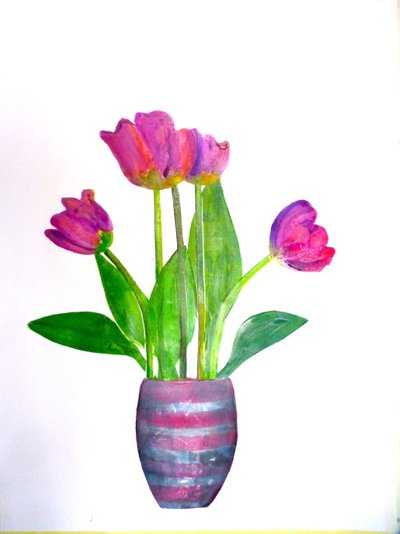 Tulips 1, 2021 (ink on paper) 作者 莎拉·汤普森·恩格斯