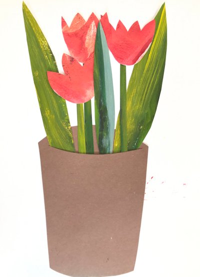 Tulips in a pot,2018 (collage) 作者 莎拉·汤普森·恩格斯