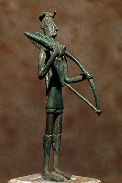 Nuragic culture (nuraghi) Sardinian: bronze warrior statuette. 8th-7th century BC. Cagliari, Museo Nazionale Archeologico, Sardinia, Italy 作者 撒丁岛的努拉克文明