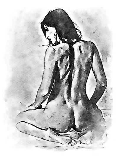 美丽的女人，在她的膝盖上 作者 SaskiaBJ