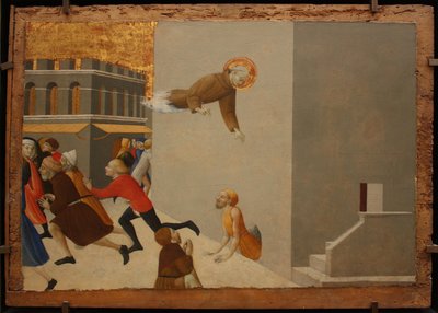 有福的拉涅利（Ranieri）从佛罗伦萨监狱（Borgo del Santo Sepolcro Altarpiece，1437-1444）中解救了穷人 作者 萨塞塔