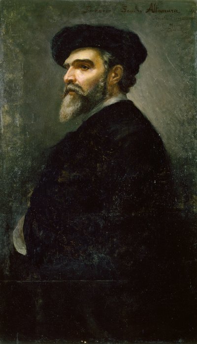 萨维利奥-弗朗西斯科-阿尔塔穆拉（1822-1897）的自画像，布面油画 作者 Saverio Altamura