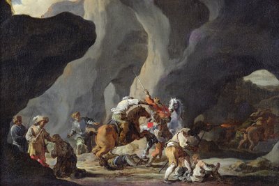 旅行者的攻击，c.1634-37 作者 塞巴斯蒂安·波登（Sebastien Bourdon）