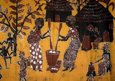 使用蜡染技术制成的布料，多哥手工艺品 作者 School African