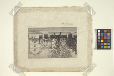 耶鲁大学校园的一座建筑（蚀刻） 作者 美国学校