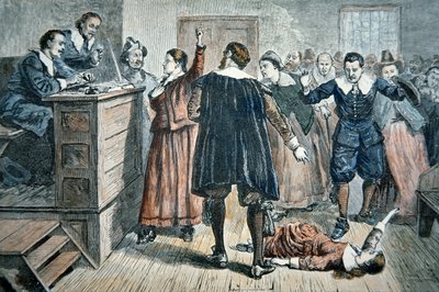 塞勒姆的女巫--一个女孩在1692年的审判中被迷惑（彩色平板）。 作者 美国学校