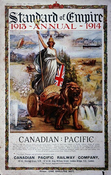 1913-14年《帝国标准》年刊封面上的广告（彩色平印）。 作者 School Canadian