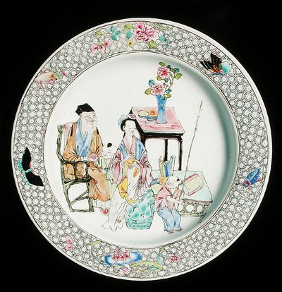 一个粉彩蛋壳盘，约1730年（瓷器 作者 学校中文