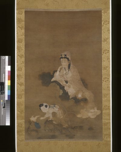 莲花观音（水墨设色绢本） 作者 学校中文
