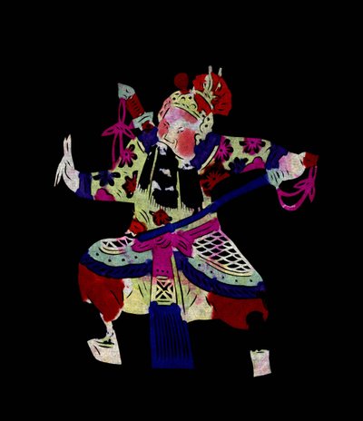 京剧人物。彩绘剪纸，中国民间艺术，北京。 作者 学校中文