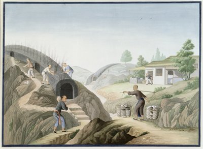 瓷器制造：烧制龙窑（纸本水彩和水粉画） 作者 学校中文