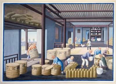 包装瓷器，约 1825 年（纸本水粉画） 作者 学校中文