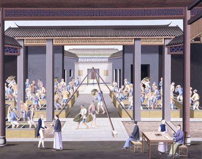 捣茶，约1800年（在厚厚的本机纸上用水粉绘画） 作者 学校中文