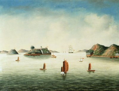 广州地区风景，约 1850 年（布面油画） 作者 学校中文