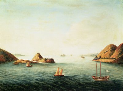 珠江上的博卡沣河景观，约 1830 年（布面油画） 作者 学校中文