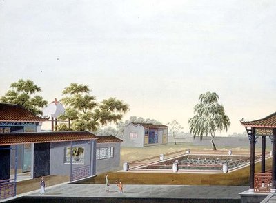 围墙花园，约1820-40（纸上水彩画） 作者 学校中文