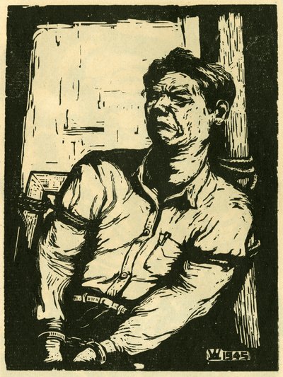 王叔逸的战俘。木刻版画，载于《战时中国木刻 1937-1945》，上海 作者 学校中文
