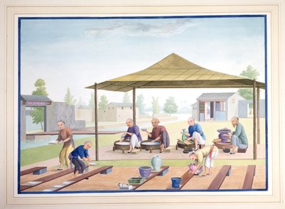 上釉的工人，约 1825 年（纸本水粉画） 作者 学校中文