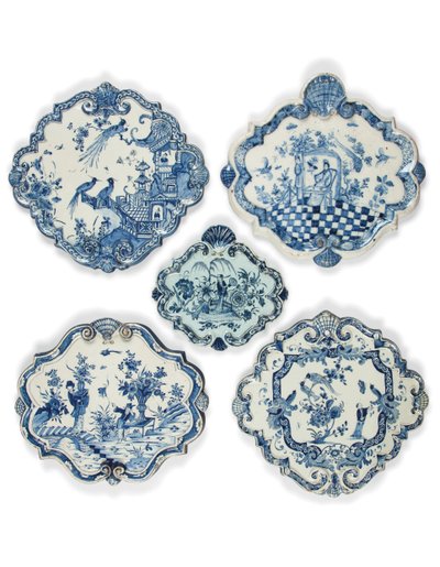17世纪末-18世纪初（荷兰语）代尔夫特chinoiseries形菱形斑块 作者 荷兰语学校