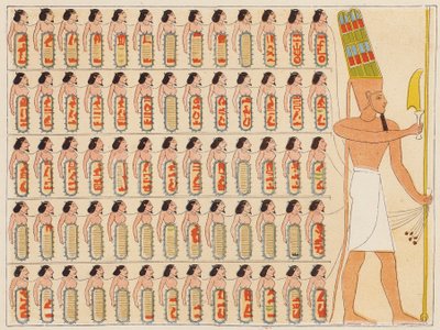 古埃及法老肖申克一世率领他的军队（彩色石版画） 作者 埃及学校