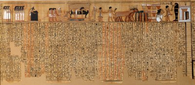 埃及古书。亡灵之书，内布格德的纸莎草。大约在公元前1400-1350年。第18王朝。来自底比斯。太阳 6,3米 巴黎，卢浮宫博物馆 作者 埃及学校