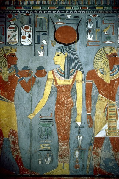 卢克索，底比斯：帝王谷，埃及法老 Horemheb（-1343 - -1314）的陵墓，墓上有伊希斯女神。 作者 埃及学校
