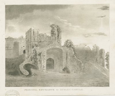 达德利城堡（Dudley Castle）-主要入口：浅绿色雕刻，nd [？18th cent]（印刷） 作者 学校英语