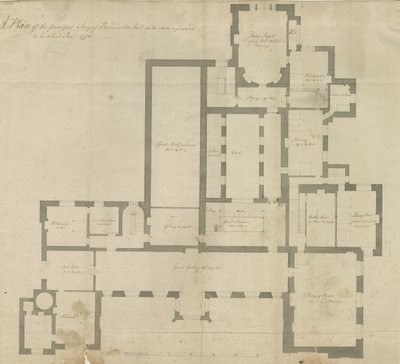 Beaudesert大厅和公园内部：钢笔画 作者 学校英语