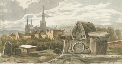Lichfield - Manda akale ku Church Michael ya St. Michael: kupaka utoto wamadzi, nd [? 19th century] (kupenta) 作者 学校英语