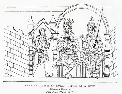 MS Cott.Claud B IV 国王和大臣在门口主持公道 作者 学校英语