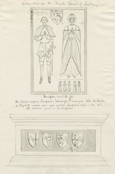 Sandon Church - Tomb of Sampson Erdeswicke and Elizabeth [Grey]: pen and ink drawing, nd [?18th cent] (drawing) 作者 学校英语