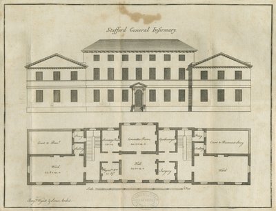 斯塔福德--郡综合医院：钢笔画，nd [18世纪末]（绘图）。 作者 学校英语