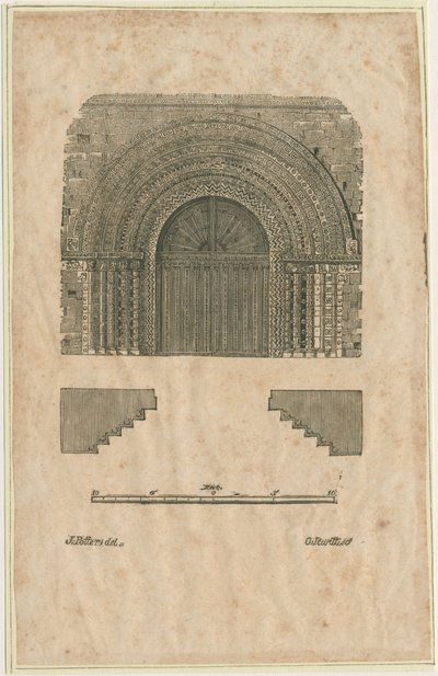 Tutbury Priory教堂-西门道：木刻版画，[[？19世纪初期]（印刷） 作者 学校英语