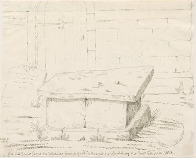Uttoxeter教堂-Old Tomb Stone：钢笔和墨水绘画，nd [19世纪中叶]（绘画） 作者 学校英语