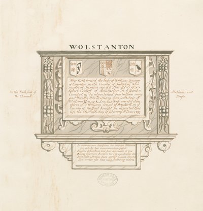Wolstanton教堂-Caynton的William Yonge的墙纪念碑：钢笔和水墨画，nd [？19th cent]（画图） 作者 学校英语