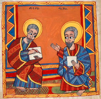 或 481，f.125v481，f.125v 圣路加和圣约翰福音书的图像，选自 "Octateuch, Four Gospels and Synodicion"（羊皮纸）。 作者 学校埃塞俄比亚