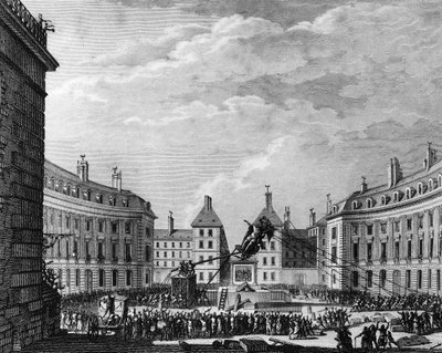 法国大革命。国王路易十四的雕像于11日在巴黎被击倒，以示胜利 作者 法语学校