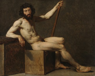 裸体研究，十八世纪末至十九世纪初（布面油画） 作者 School French