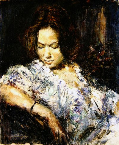 一位女士的肖像（布面油画） 作者 法语学校