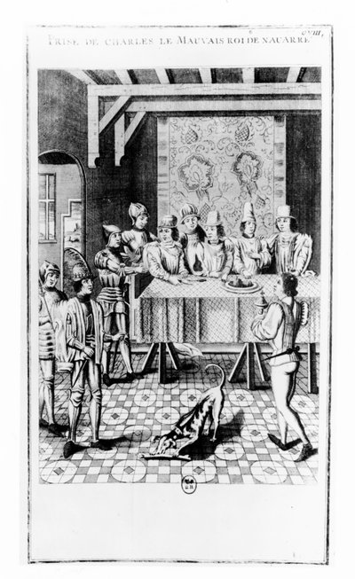 1356年，纳瓦拉国王查理二世被逮捕（雕刻）。 作者 法语学校
