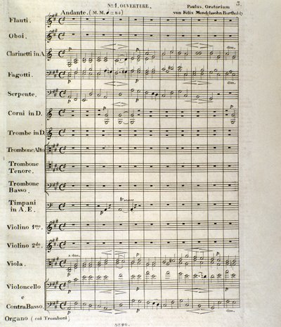 First page of score of "Paulus", op. 36 by Felix Mendelssohn (litho) 作者 学校德语