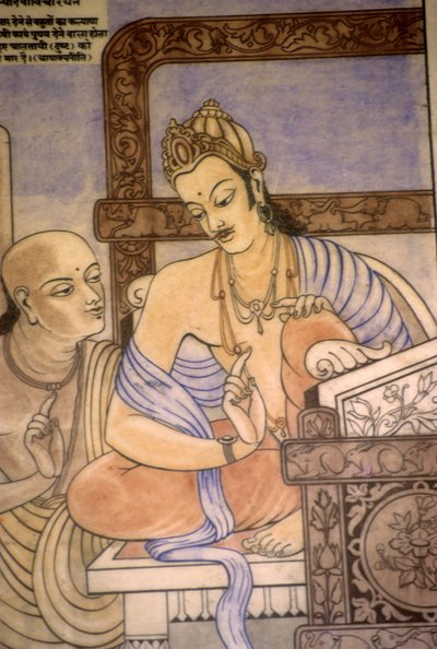Chankaya 和 Chandragupta 国王（水彩和水粉画） 作者 印度学校