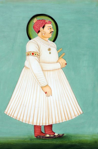 斋浦尔大君 Sawai Ishwari Singh 的微型绘画 作者 印度学校
