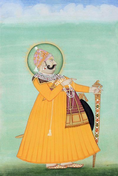 斋浦尔大君 Sawai Madho Singh 的微型绘画 作者 印度学校