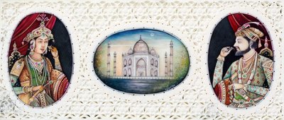 莫卧儿皇帝沙贾汗与妻子 Mumtaj Mahal 的微型绘画 作者 印度学校