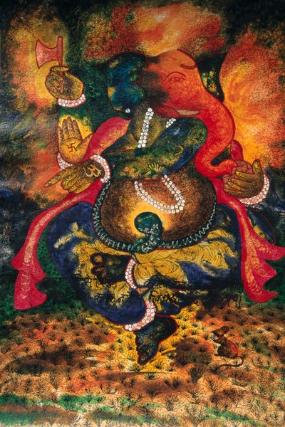 纸上甘尼什甘帕蒂神绘画缩影 作者 印度学校