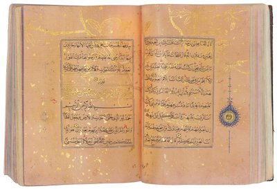 伊朗的帖木儿（Timurid）或古兰经（Aqquyunlu）（中国纸上的金色，墨水和彩色颜料） 作者 学校伊朗人