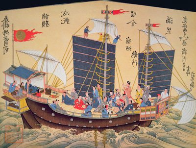 18 世纪的日本商船（木版画） 作者 学校日语